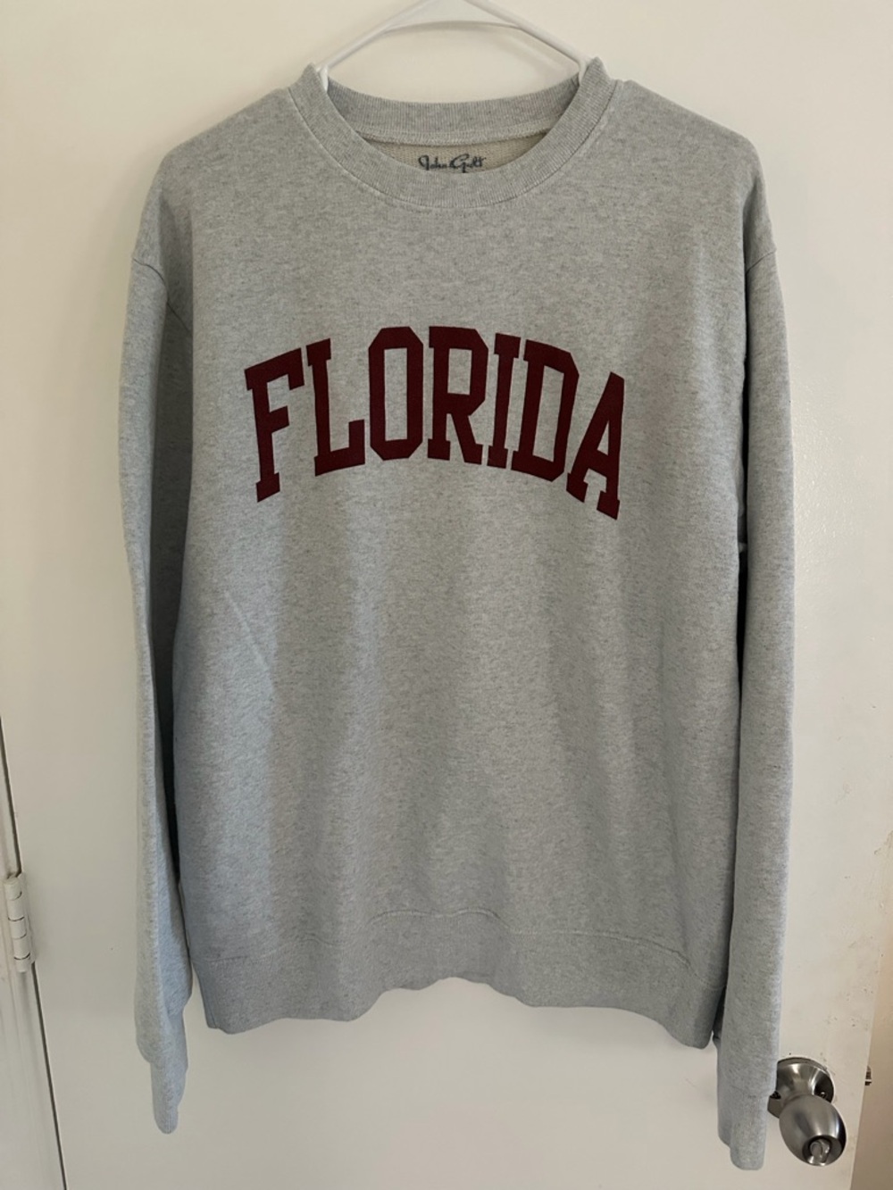Brandy Melville Grey Sweatshirt with Maroon 'FLORIDA' on the front